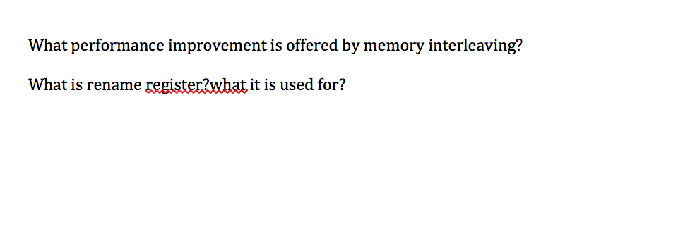 What performance improvement is offered by memory interleaving? What is rename