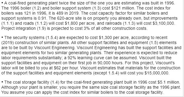 facilities. A work breakdown structure (levels one through three) is shown in