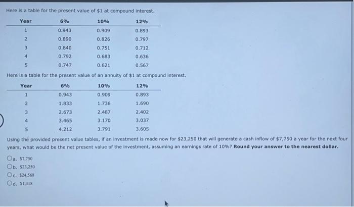  Here is a table for the present value of $1 at