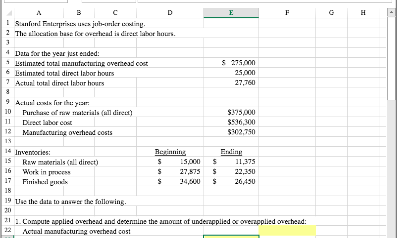 ANSWERS MUST BE FOUND BY USING FORMULAS !!!! E G H A
