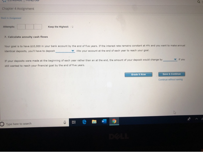  CECAL DIAP Chapter 4 Assignment Back to Assignment Attempts: Keep the
