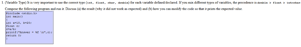 using pico for this 1. (Variable Type) It is very important to