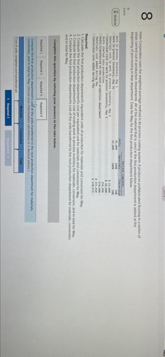 transferred to the next production department Materials cost added during May Conversion