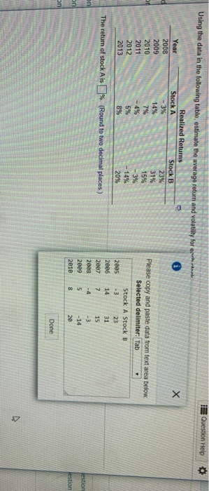  solve for stocks a-B Question Help Using the data in the