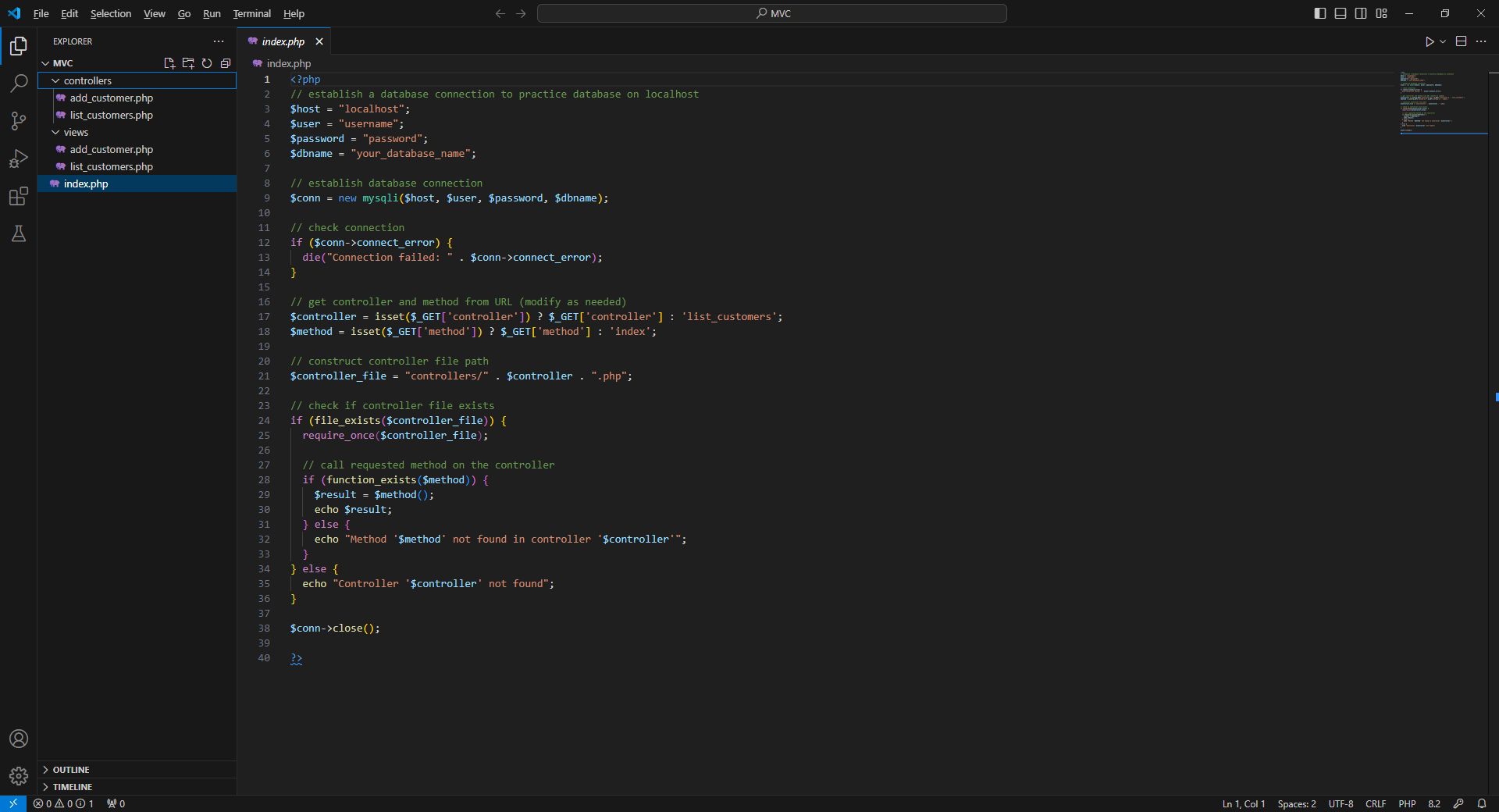  This assumes you have created the practice database, with two tables,