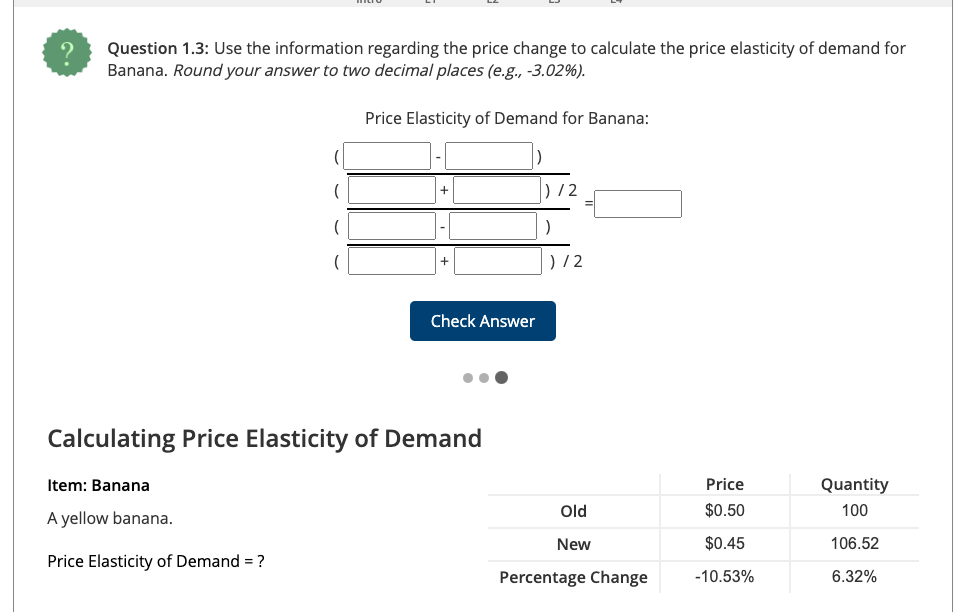 please solve all boxes Question 1.3: Use the information regarding the price