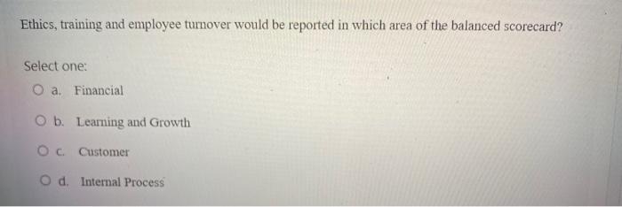  Ethics, training and employee turnover would be reported in which area