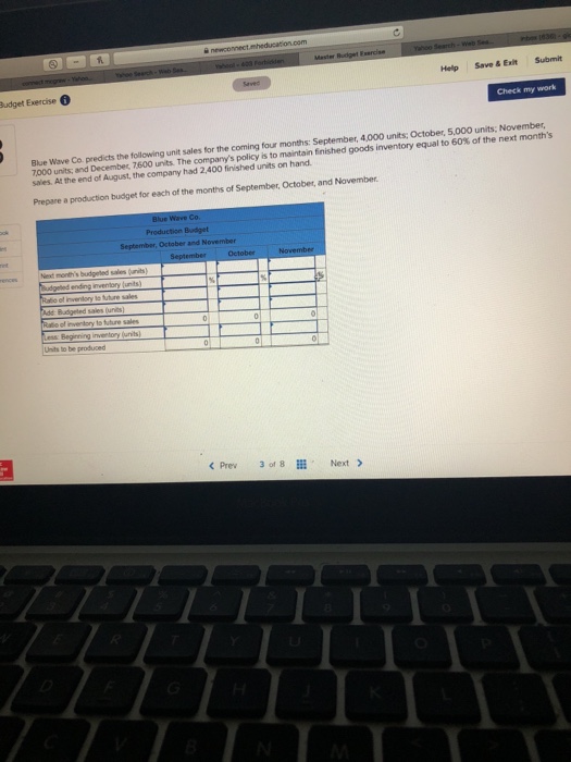  Help Save & Exit Submit Budget Exercise Check my work Blue