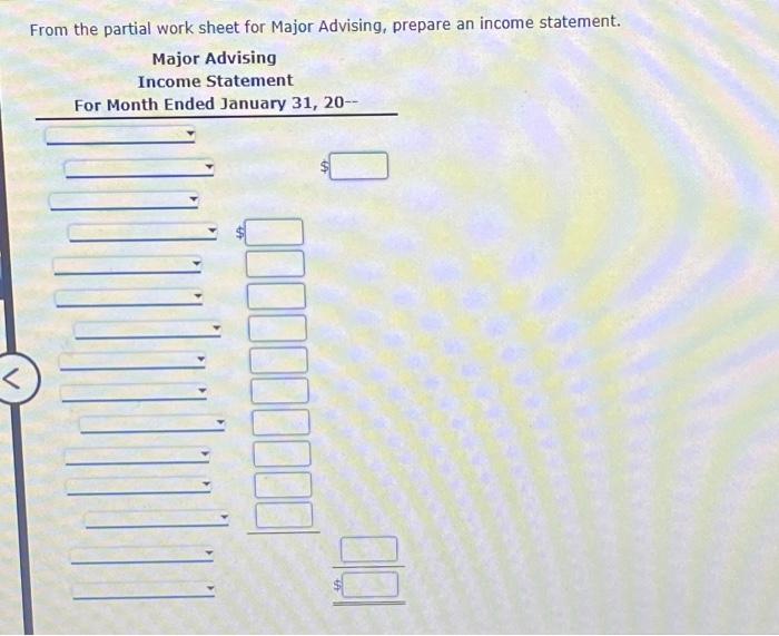 n.. for Mainr dvisinn is shown. From the partial work sheet for