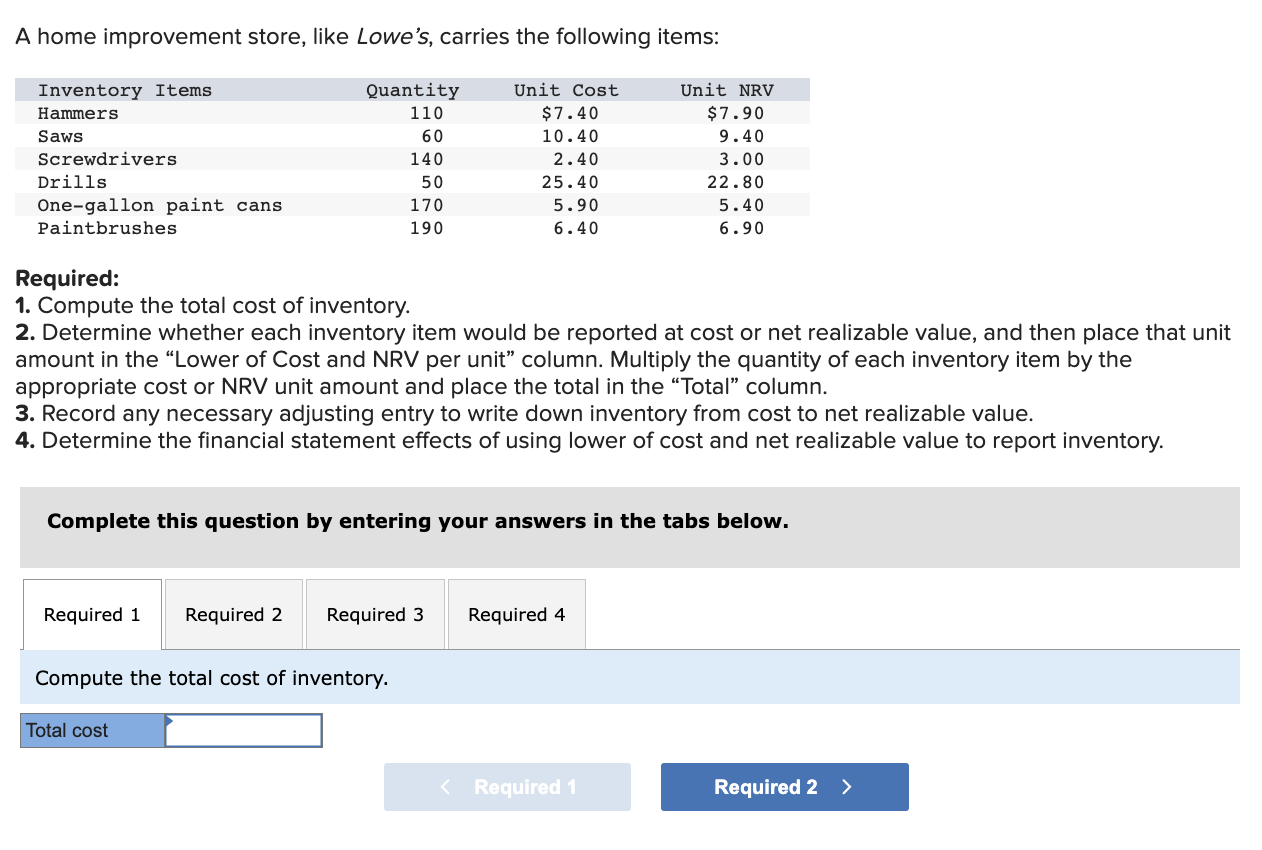  Record any necessary adjusting entry to write down inventory from cost