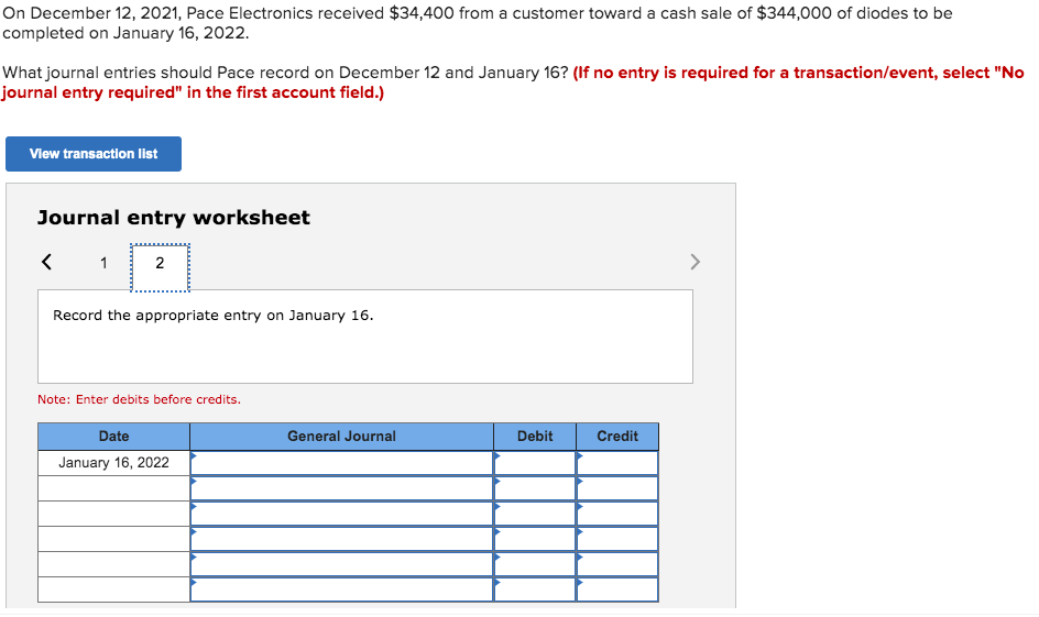 toward a cash sale of $344,000 of diodes to be completed on