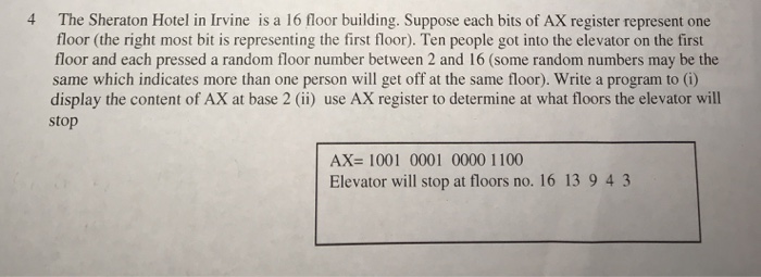  C++ Help! Please write the answer in Assembly. 4 The Sheraton
