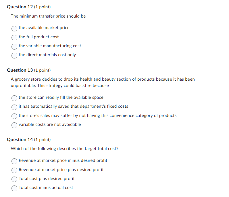 point) Which of the following is unique to a process costing system?