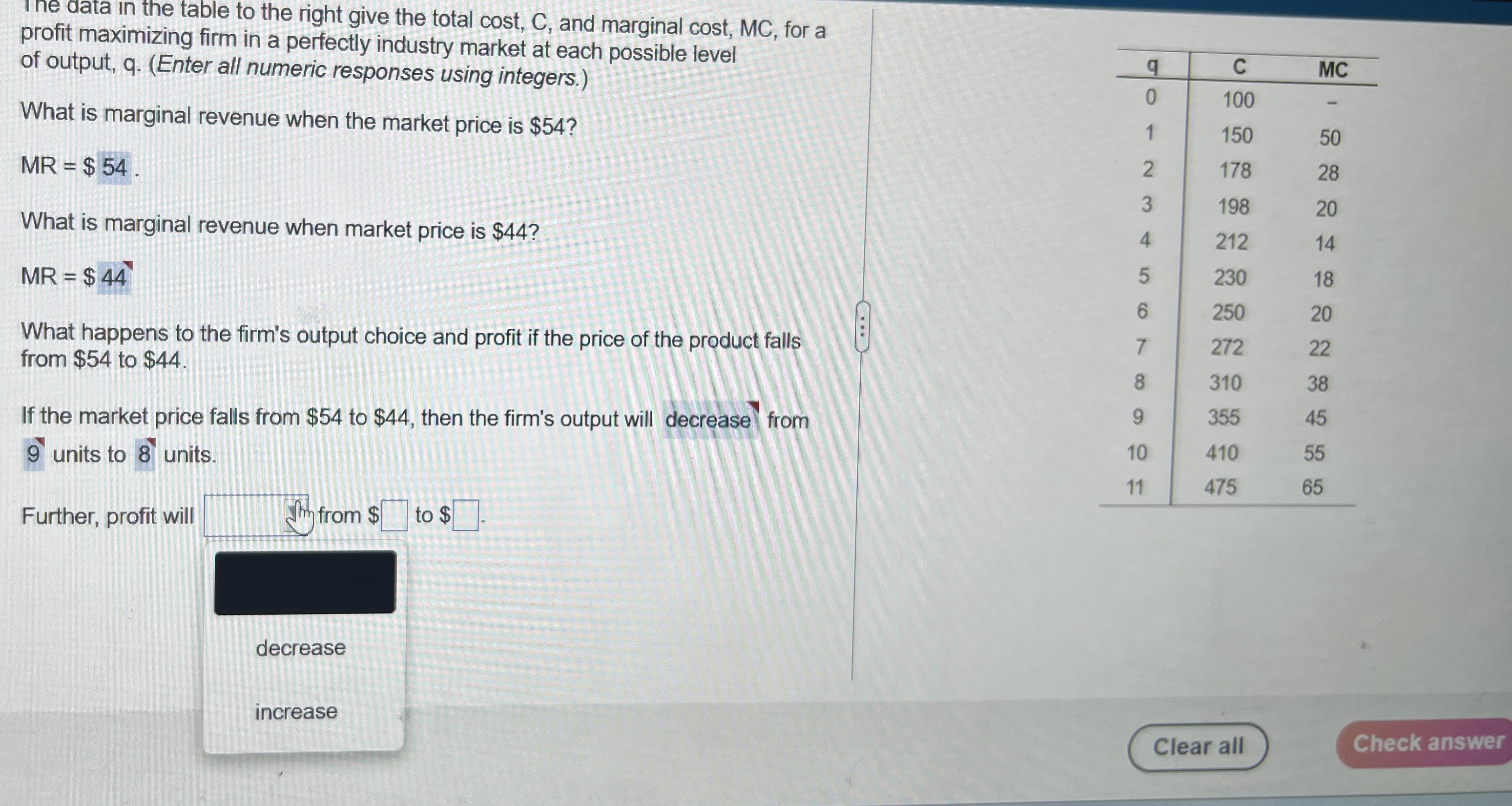  The data in the table to the right give the total