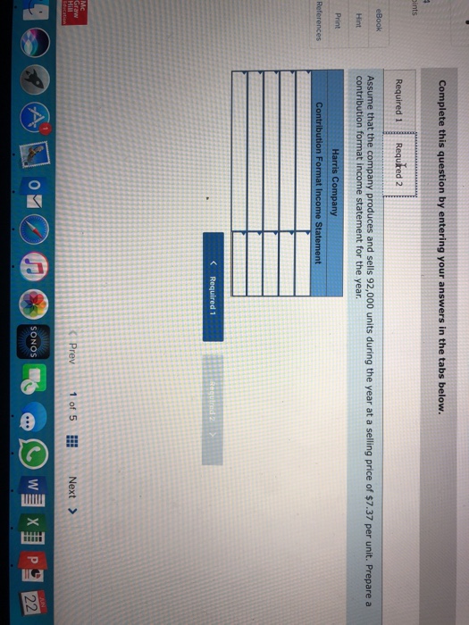 partially completed schedule of the company's total costs and costs per unit