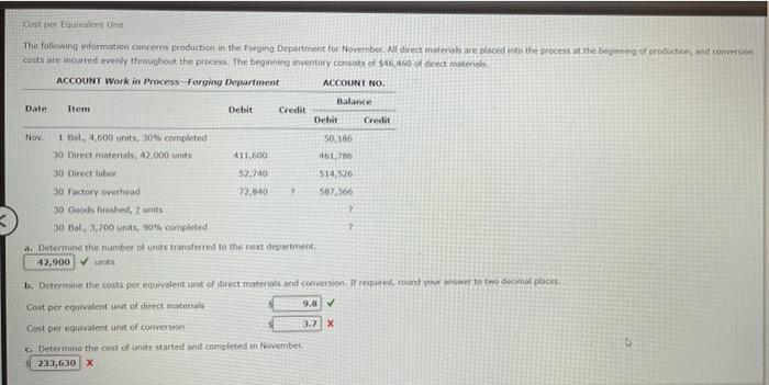 please help me to do itthank you Cost per Equivalent Unit The