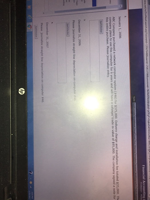  ABC Company purchased a network computer system (# 46) for $375,000.