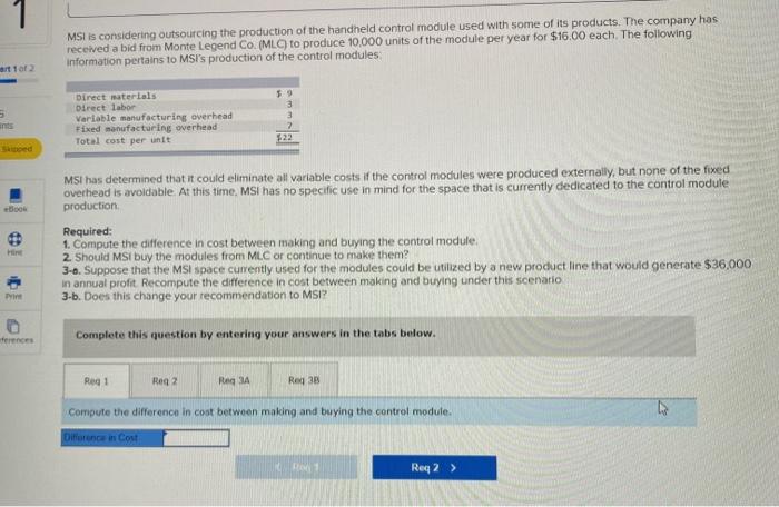 module. 2. Should MSI buy the modules from MLC or continue to