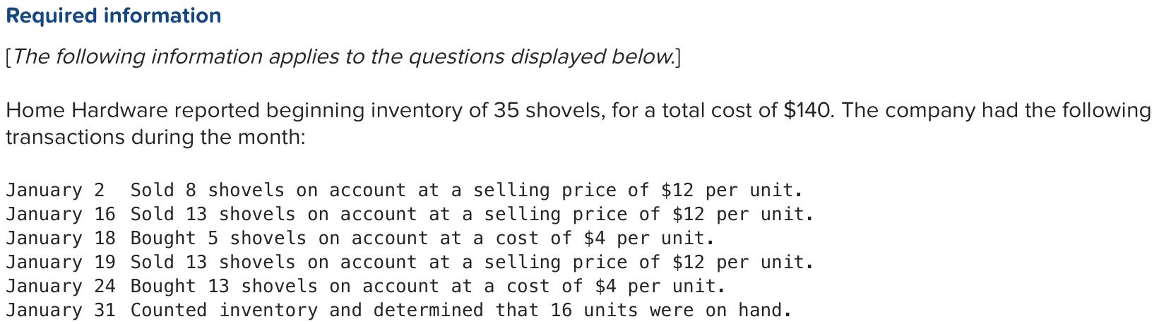 Please, let me know the correct answers~~ Required information [The following information