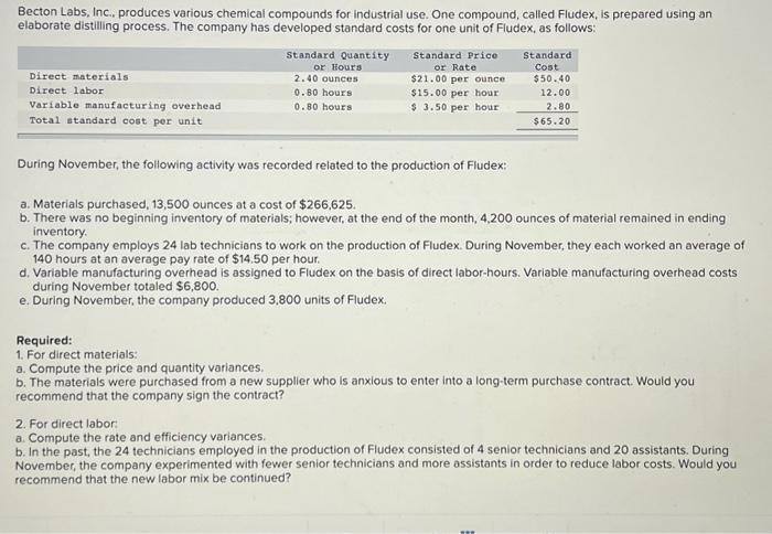  please help asap and include all steps and explainations Becton Labs,