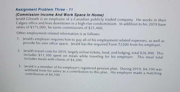  Assignment Problem Three - 11 (Commission Income And Work Space In