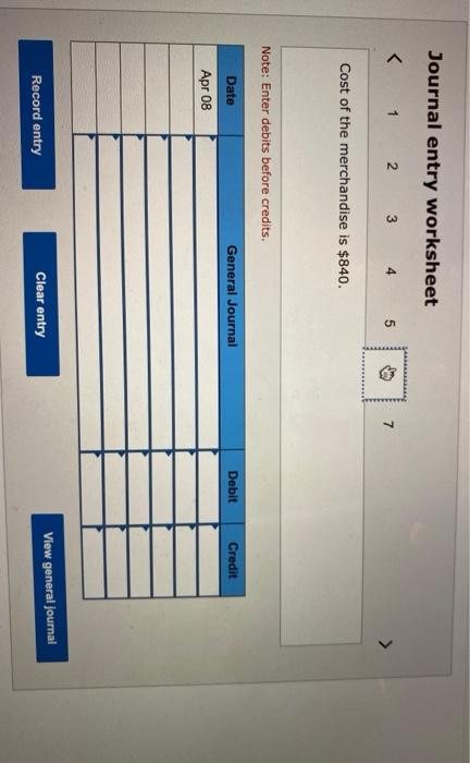 which had cost $252, is returned to inventory. Apr. B Sold merchandise