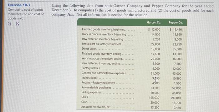  This is all the information that was given. Exercise 18-7 Computing