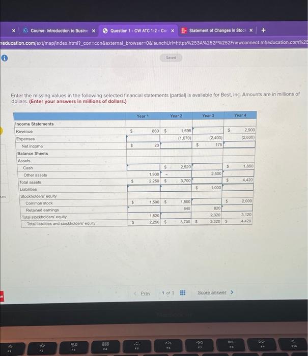 please help me answer this X Course: Introduction to Businex Question 1