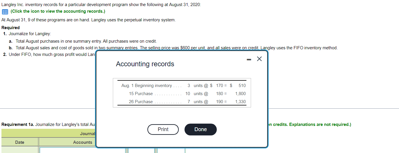 following at August 31, 2020: (Click the icon to view the accounting