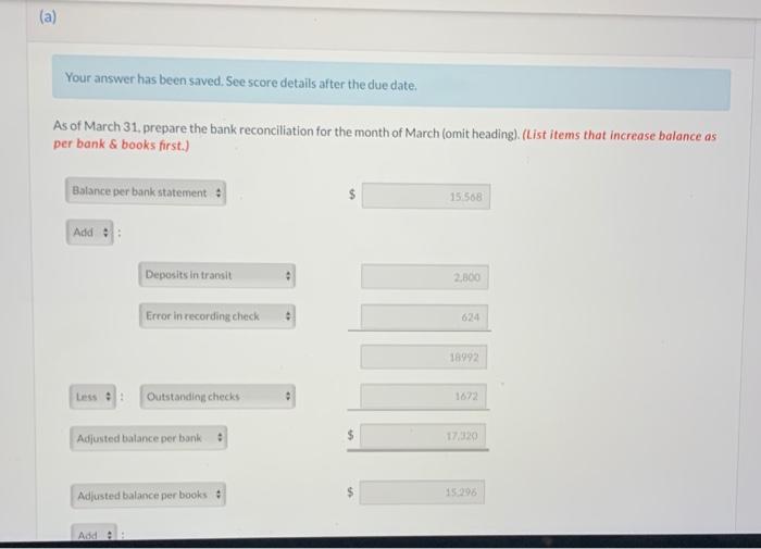 correct thanks. Current Attempt in Progress A review of the March 30