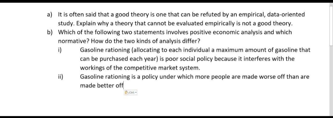 Every part a) It is often said that a good theory is