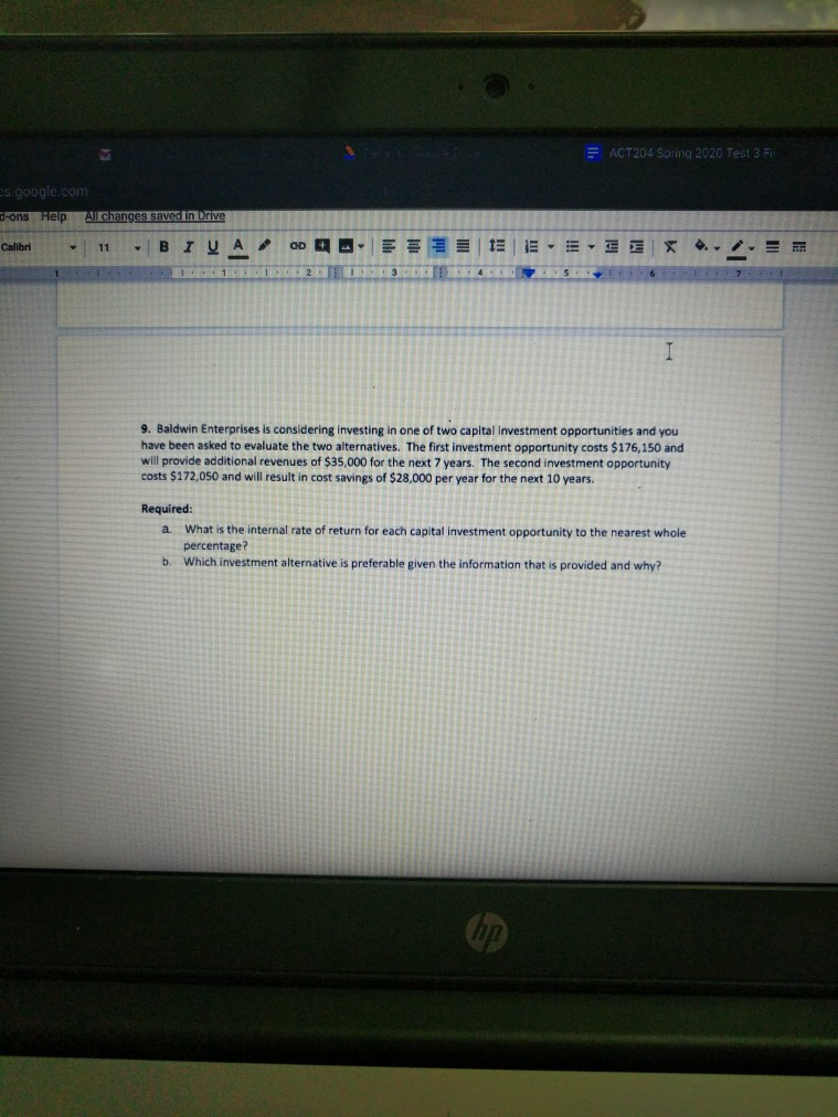  = ACT204 Spring 2020 Test 3 FI cs.google.com cons Help All