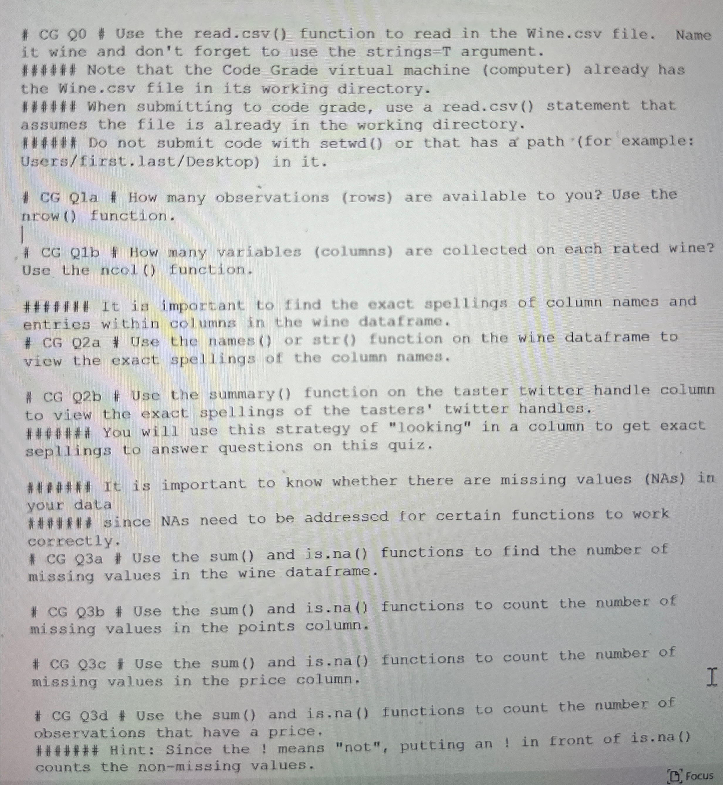  # CG Q0 # Use the read.csv() function to read in