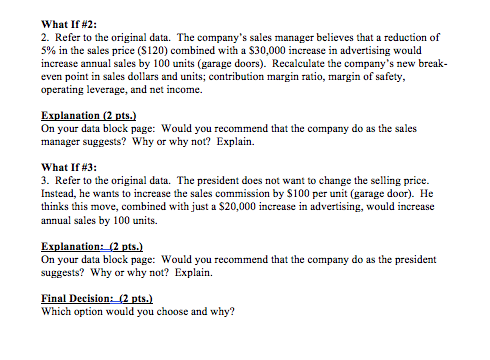 S40,000 REQUIREMENTS: Use the data in the posted problem for this Excel