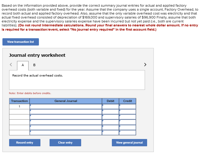 for the year. Assume that the company uses a single account, Factory