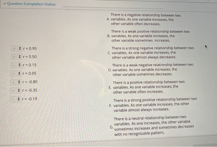 Question Completion Status: There is a negative relationship between two A.