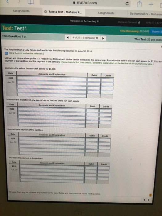  mathal.com Assignments O Take a Test - Mohanie P Do Homework