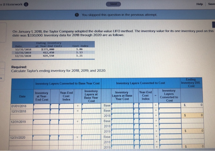  Homework Help Save 0 You skipped this question in the previous