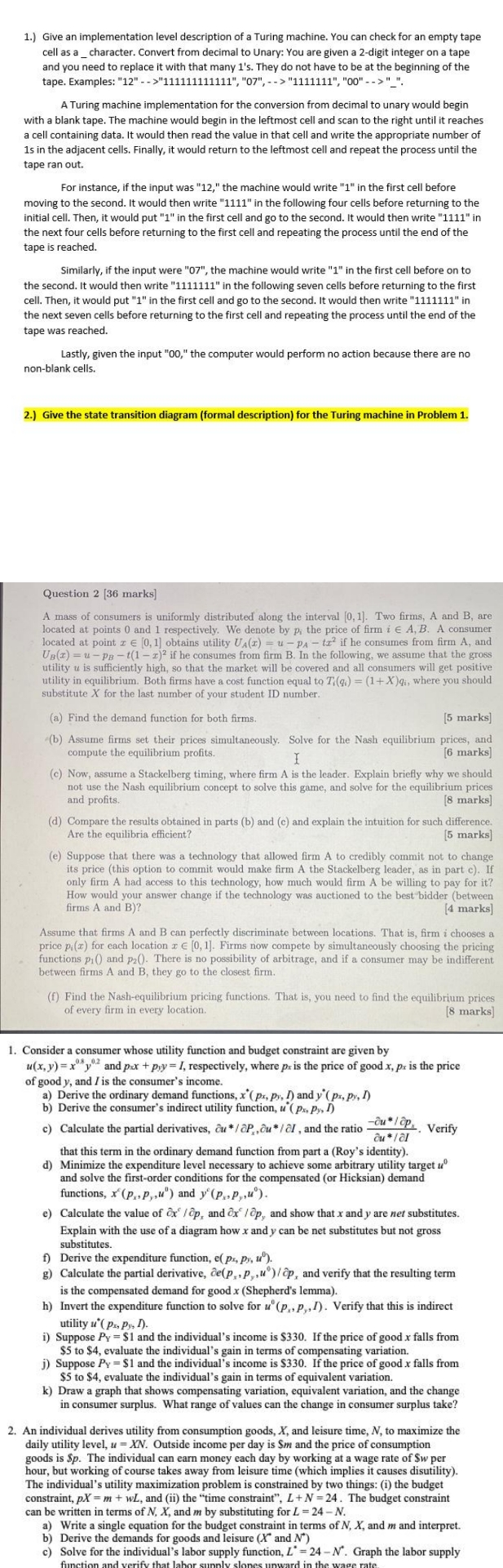  computer science 1.) Give an implementation level description of a Turing