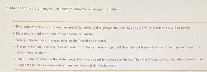 year's income and expense statement) but got stuck. They know that you
