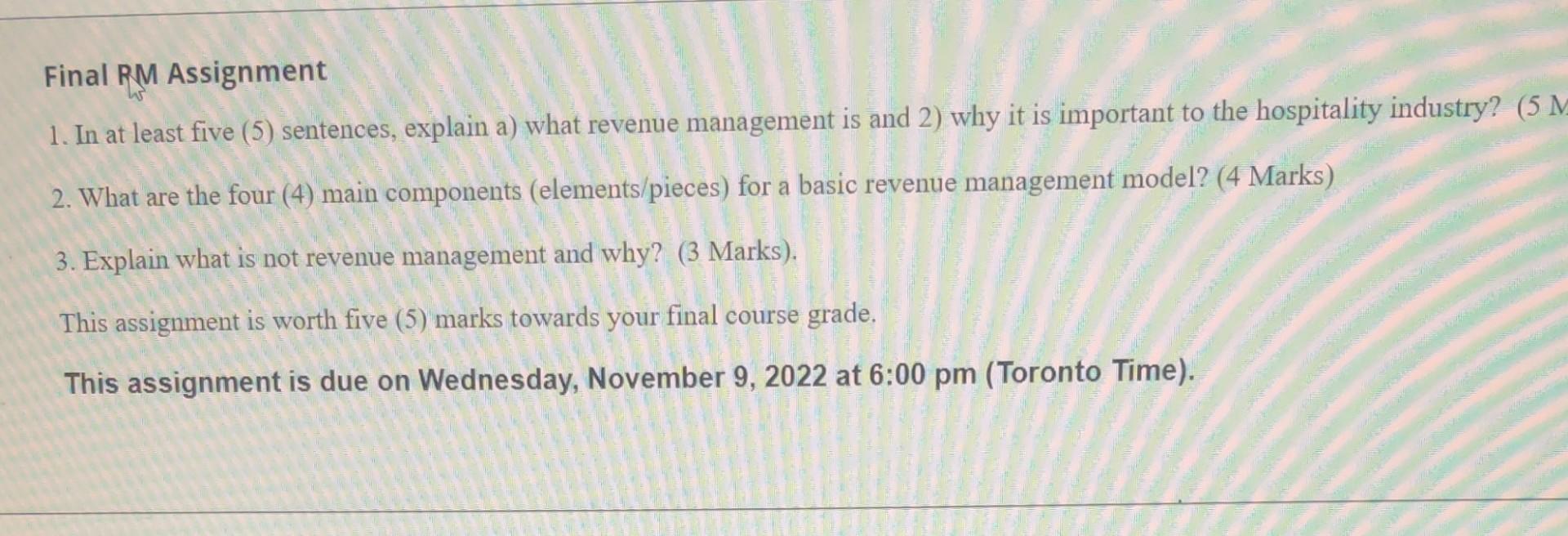 Final RM Assignment 1. In at least five (5) sentences, explain