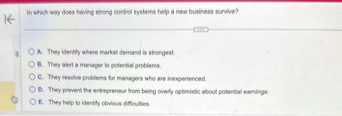  In which way does having strong control systems help a new