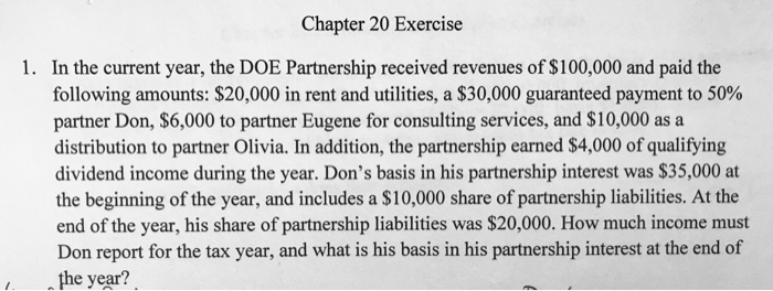 please show your work Chapter 20 Exercise In the current year, the