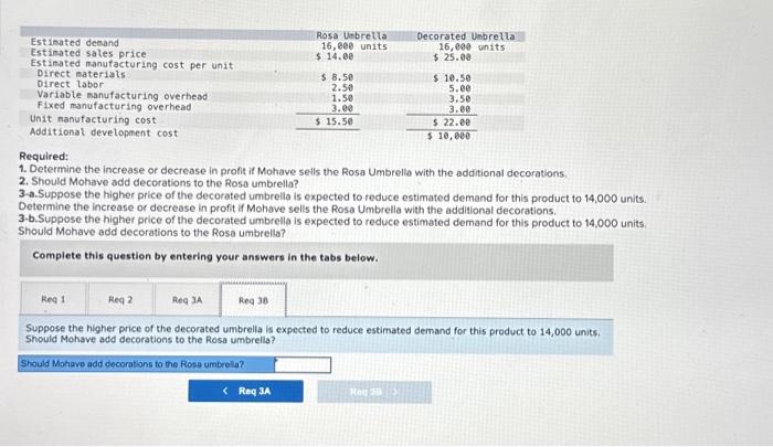 units. Determine the increase or decrease in profit if Mohave sells the