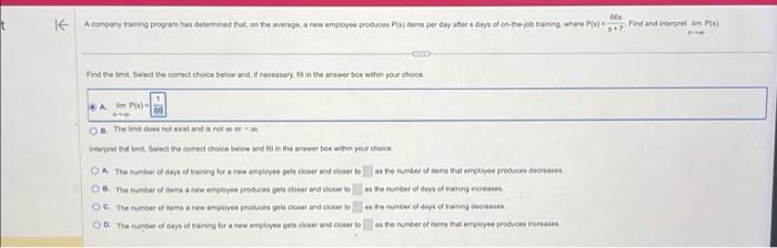  K 66s A company training program has determined that, on the