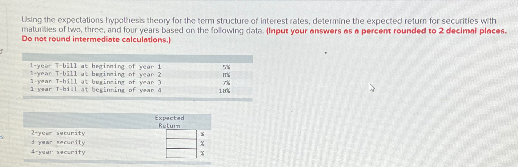  Using the expectations hypothesis theory for the term structure of interest