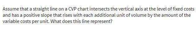  Assume that a straight line on a CVP chart intersects the