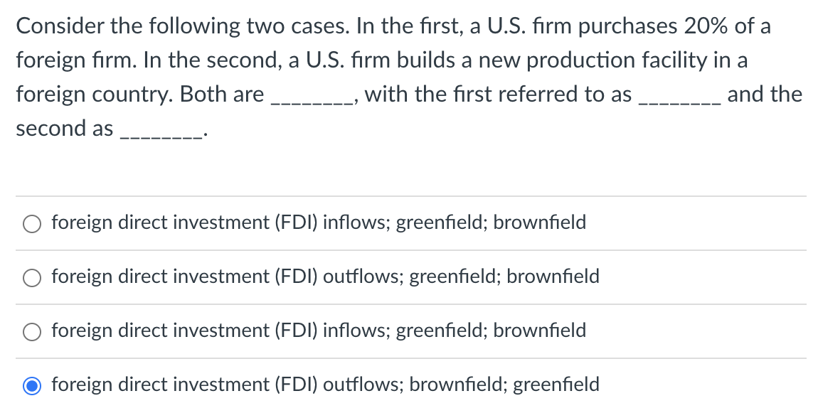 Consider the following two cases. In the first, a U.S. firm