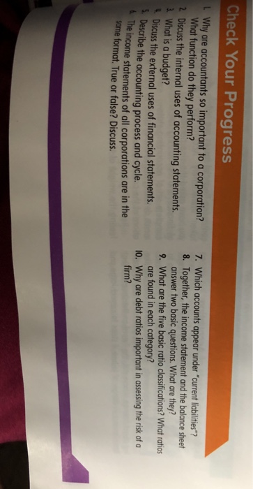  Check Your Progress L Why are accountants so important to a