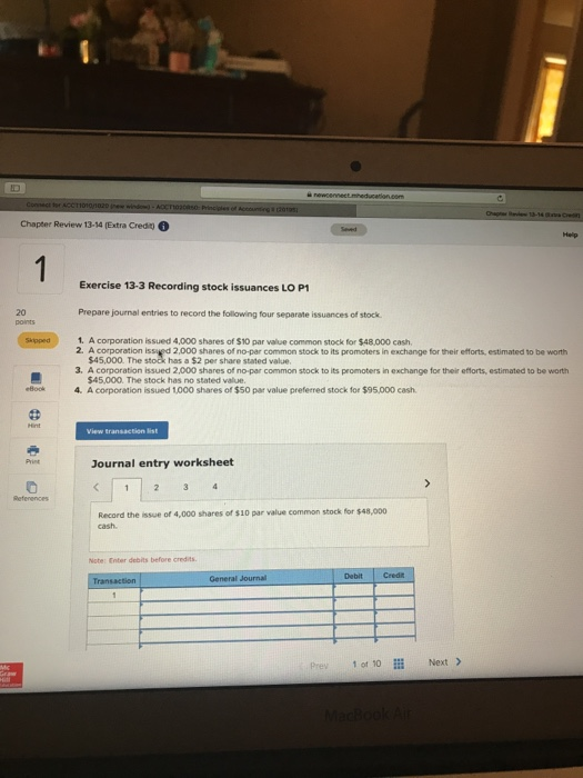  Chapter Review 13-14 Extra Credo Help Exercise 13-3 Recording stock issuances